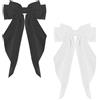 ZEVONDA 2 Pezzi Fermaglio per Capelli con Fiocco - Clip per Capelli Chiffon Forcina per Capelli con Fiocco Grande con Nastro Lungo per Donne e Ragazze(Nero + Bianco)
