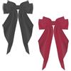 ZEVONDA 2 Pezzi Fermaglio per Capelli con Fiocco - Clip per Capelli Chiffon Forcina per Capelli con Fiocco Grande con Nastro Lungo per Donne e Ragazze(Nero + Rosa Rossa)