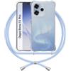 ANFAIRLACE Cover Cordino Compatibile con Oppo Reno 15 Pro 5G, Custodia Cuscino d'Aria Trasparente Silicone Morbido Regolabile Antiurto Laccio Chiaro Case, Blu