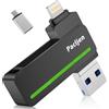 Pacljen Chiavetta USB per iPhone 256GB, [MFi Certified] Pacljen Chiavetta per iPhone Scaricare Foto Pen Drive USB C con Lightning 3 in 1 Memoria Esterna USB C Protetta Password per Android/PC/iPhone/iPad,Nero