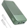 JUOVI Laptop Power Bank 20000mAh 65W, USB C In&Out Ricarica Rapida Powerbank Caricatore Portatile, Batteria Portatile Compatibile con Phone MacBook Tablet PC Computer Steam Deck J2931 (Verde)