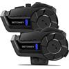 BETOWEY Interfono Moto Bluetooth Coppia, Auricolari Casco B2X Sistema Di Comunicazione Wireless 5.1 Con Condivisione Musica, Assistente Vocale, Distanza Interfono Fino A 800-1000 Metri (2 Pezzi)