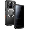 Lanhiem Custodia Per iPhone 17 Pro Impermeabile,IP68 Waterproof,Anti-Peeping Privacy Resistente Alle Cadute e ai Graffi,per iPhone 17 Pro Protezione Militare a 360 Gradi,Nero