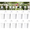 Dahey 10 vasi da fiori da appendere, in metallo, per ringhiere, recinzioni, balconi, giardini, decorazioni per la casa, con ganci staccabili, bianco, 10 cm
