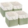 SOCOHOME Scatole portaoggetti cubiche in tessuto, 25 x 25 x 25 cm, ceste portaoggetti in tela, per asilo nido e giocattoli, colore: verde/bianco, set di 4