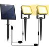 NATPOW Faretti Solari a Led da Esterno, 2 en 1 3000K Luci Solari da Giardino, 2 Modi, Automaticamente Acceso o Spento, Impermeabile IP65 Luci Esterne ad Energia Solare per Cortile, Patio, Alberi
