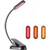 LXSINO Luci per libri ambra e rosse per la lettura a letto - Ambra (1600K)/Rosso (620nm) - 8 LED, 30+ ore di lunga durata, ricarica USB-C Luce di lettura flessibile ricaricabile a clip