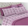 Riad Arredo Set Completo Letto in Flanella 100% Caldo Cotone Antipalline - Completo Lenzuola Morbide - Made In Italy (Foglie Rosa, Matrimoniale)