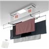 foxydry Pro, Stendibiancheria da soffitto riscaldante, stendino stendipanni telecomandato con ventilazione calda in Alluminio e Acciaio per lenzuola 122x52x30 cm (120)