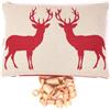 Gaidra Cuscino con Fiocchi di cirmolo - Jacquard in 100% Cotone - qualitá Artigianale dall' Alto Adige - Stile Tirolese - Cervi Rosso, Beige, Doubleface - 20 x 30 cm