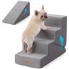 Gardner Pet scala 2-in-1 per cani piccoli, scala per cane a 4 gradini, rampe per cani in schiuma con rivestimento impermeabile e antiscivolo per letto, divano, poltrona e auto, grigio