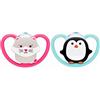 NUK Space Tetine per neonati, 18-36 mesi, ciuccio con aperture extra larghe per pelli sensibili, in silicone senza BPA, zebra, confezione da 2