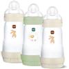 MAM Anti Colic - Bottiglia da 260 ml, confezione da 3 con tettarella, misura 1 0 mesi