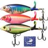 Pristis 3 esche da pesca topwater con coda a elica a lama singola, esche da nuoto plopper per acqua salata e dolce, esche galleggianti per spigola, luccio, persico, walleye