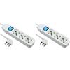 Electraline 62068 Multipresa tripla 3 posti polivalenti (schuko + 10/16A) con interruttore - cavo 1,5 m bianco (Confezione da 2)
