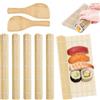 ZXBBTZ 6 Pezzi Tappetino per Sushi in Bambù Naturale 24x23cm con 2 Cucchiaio da Riso Stuoia per Sushi Lavabile e Riutilizzabile Strumenti per la Preparazione del Sushi per Principianti Casa Ristorante
