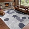 Calinline Tappeto per soggiorno, moderno motivo astratto, tappeto per soggiorno, antracite, 140 x 200 cm, a pelo corto, per soggiorno, lavabile, grande tappeto di lana per camera da letto, ufficio