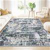 Haoyunll Tappeto Salotto Moderno Astratto Pelo Corto, Tappeti in Lana Sintetica Grandi Antiscivolo Lavabile in Lavatrice per Camera da Letto, Soggiorno, Grigio Nero, 160x230cm