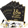 Jeqqinuz 40pcs 18° Compleanno Tovaglioli 18° Compleanno Ragazzo Addobbi Compleanno Decorazioni Ragazzo Nero e Oro Triple Tovaglioli, Happy Birthday Decorazioni Da Tavolo