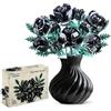 SIENON Set di 10 petali di rosa nera e 2 foglie, collezione botanica, fiori artificiali per decorazione gotica, decorazione di Halloween, kit di rose per donne gotiche (no vaso)
