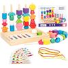 MonteSpi Gioco Montessori Infilatura Perline, per Bambini 2-5 Anni