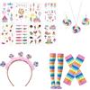 MUNSKT Lollipop Costume Caramelle Lollipop Cerchietto per capelli senza dita orecchini collana tatuaggi per caramelle collant Candy Girl Costume da donna Halloween Carnevale
