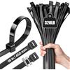 Caiery 100 fascette lunghe lunghe 450 mm x 10 mm, resistenti ai raggi UV, ultra forti, 100 kg di resistenza alla trazione, colore nero