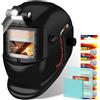 TRQWH Casco da Saldatore TRQWH con Luce, Casco per Saldatura Auto-Oscurante a Colore Vero, Casco Solare con 2 Sensori ad Arco, Visiera Ampia 4/9-13 per TIG MIG ARC, Maschera da Saldatore Cool (nero)