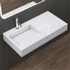 doporro Lavabo da Appoggio Rettangolare, Lavabo Sospeso con Foro Rubinetto in Marmo Resina Bianco Lucido 100x50x13cm, Lavandino Bagno Colossum11-1000
