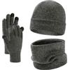 cxxtkcxxlc Cappelli Scaldacollo Guanti Touch Screen Winter Unisex Set, Colore Grigio