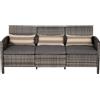 EASYCOMFORT Divano 3 Posti da Esterni in PE Rattan con Cuscini a Righe Grigio 173x68x78cm
