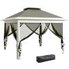 EasyComfort Gazebo da Esterno ad Altezza Regolabile con Zanzariere, in Metallo e Tessuto Oxford, 3.3x3.3x2.8 m, Grigio Scuro