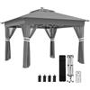 EasyComfort Gazebo da Giardino ad Altezza Regolabile con Luci LED, in Acciaio e tessuto Oxford, 336x336x250-270 cm, Grigio