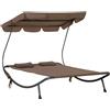 Easycomfort Lettino Matrimoniale 2 Posti Parasole Regolabile da Esterno e Giardino 200x175 x134cm Marrone