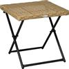 EasyComfort Tavolino da Giardino Pieghevole Salvaspazio in Rattan Sintetico e Acciaio, 40x40x40cm, Colore Vimini