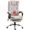 EasyComfort Sedia da Ufficio Massaggiante e Riscaldante con Poggiapiedi, in Microfibra, 62x70x113-120 cm, Crema