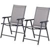 Easycomfort Set 2 Sedie Pieghevoli da Esterni in Acciaio e Texteline Per Giardino Veranda Terrazzo, Grigio, 58 x 64 x 94cm