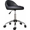 EasyComfort Sgabello con Ruote, Seduta Girevole, Altezza Regolabile e Rivestimento in Finta Pelle PU, Nero