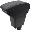 KAERGK Bracciolo Auto per Renault Dacia Sandero 2 Stepway Logan 2 | Vano Portaoggetti a Due Livelli, 4 Porte USB, Montaggio Semplice, Bracciolo Regolabile, Pelle PU, Linea Nera