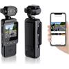 Yanmis Fotocamera Corpo 4K, Fotocamera Portatile con Obiettivo Rotante HD WiFi da 180 Gradi con Schermo HD da 1,3 Pollici, Luce LED, APP per Viaggi Sportivi All'aria Aperta