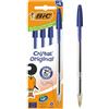 Bic Penna a sfera con cappuccio ecologica Bic Cristal blu - punta 1 mm - fusto trasparente (conf. 4)