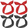 TRKETK 4 Pezzi Fascia Bandana Bianca a Pois, Boho Fascia Coniglio Vintage Accessori Fascia Capelli di Regolabile e Elastici Banda per Capelli Boho Nera Rossa Vintage Accessori per Donne e Ragazze