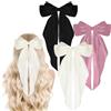 JOOTUEPO 3 Pezzi FioccoRaso con Grande Fiocco in Tessuto Fermagli per Capelli con Clip Accessori, Clip per Capelli per Donne e Ragazze (Nero, Rosa, Bianco di Riso)
