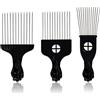 TRKETK 3 Pezzi Pettine Afro in Metallo, Pettini per Capelli in Metallo Pettine per Capelli a Denti Larghi Set Pettine per Capelli Afro Set Strumento Professionale per Donne e Uomini (Nero)
