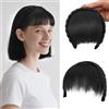 INSPUTOL Fascia con frangia per donna, extension per capelli sintetici intrecciati con frangia - Nero naturale