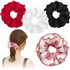 TRKETK 4 Pezzi Grandi Elastici per Capelli da Donna, Elastici per Capelli Morbidi e Morbidi Giganti Extra Spesse con Stampa Accessori Lolita Scrunchie Braccialetti Elastici per Coda di Cavallo