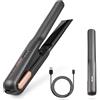 AIIE-EIIA Piastra per capelli senza fili e bigodino 2 in 1, mini piastra per capelli e ferro arricciacapelli con ricarica USB-C, mini piastra da viaggio senza fili con 2 temperature regolabili (grigio)