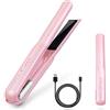 AIIE-EIIA Piastra per capelli senza fili e bigodino 2 in 1, mini piastra per capelli e ferro arricciacapelli con ricarica USB-C, mini piastra da viaggio senza fili con 2 temperature regolabili (rosa)