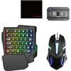 docooler Set tastiera e Mouse Convertitore per giochi mobili BT5.0 con tastiera a 25 tasti con una sola mano, mouse, supporto per telefono cellulare, tappetino per mouse Set da 5 pezzi