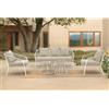 Huspert Set da giardino in alluminio e corda con cuscini bianco e beige